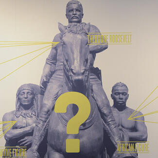 Graphic of the Theodore Roosevelt equestrian statue, annotated.
